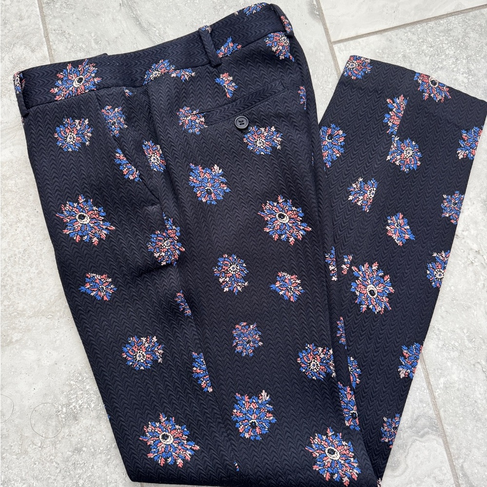 Floral Patterned Black Pants